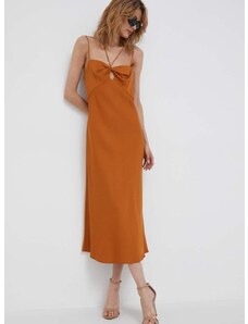 Haljina Calvin Klein boja: smeđa, maxi, širi se prema dolje
