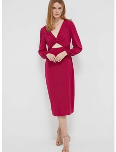 Haljina Lauren Ralph Lauren boja: ružičasta, midi, ravna