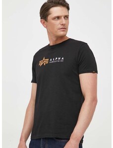 Pamučna majica Alpha Industries boja: crna, s tiskom, 118502.03-black