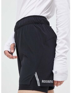 Sportske kratke hlače Rossignol za žene, boja: crna, glatki materijal, visoki struk