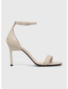 Kožne sandale Calvin Klein GEO STILETTO SANDAL boja: bež, HW0HW01610
