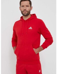 Dukserica adidas za muškarce, boja: crvena, s kapuljačom, glatka