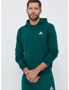 Dukserica adidas za muškarce, boja: zelena, s kapuljačom, glatka