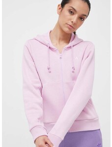 Dukserica adidas za žene, boja: ružičasta, s kapuljačom, s aplikacijom