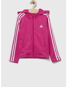 Dječja dukserica adidas boja: ružičasta, s kapuljačom, s aplikacijom