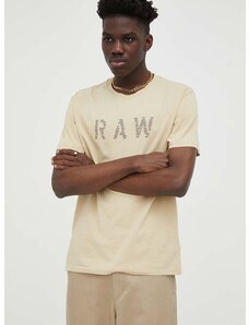 Pamučna majica G-Star Raw boja: bež, s tiskom