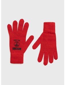 Vunene rukavice Moschino za žene, boja: crvena