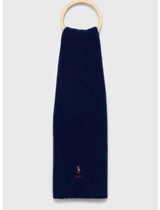 Šal s primjesom vune Polo Ralph Lauren boja: tamno plava