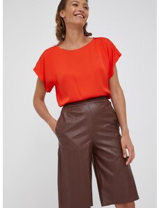 Kratke hlače Sisley za žene, boja: smeđa, glatke, visoki struk