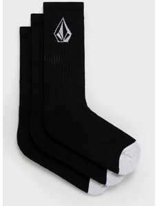 Čarape Volcom (3-pack) za muškarce, boja: crna