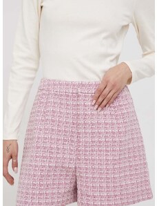 Kratke hlače United Colors of Benetton za žene, boja: ružičasta, s uzorkom, visoki struk