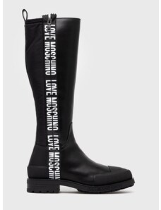 Čizme Love Moschino za žene, boja: crna, ravna potpetica