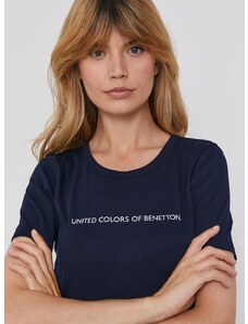 Pamučna majica United Colors of Benetton boja: tamno plava