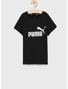 Dječja pamučna majica kratkih rukava Puma boja: crna