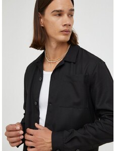 Košulja Bruuns Bazaar za muškarce, boja: crna, regular, s klasičnim ovratnikom