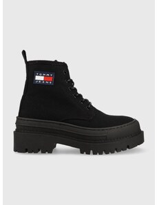 Čizme Tommy Jeans Foxing Boot za žene, boja: crna, s platformom