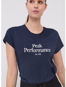 Pamučna majica Peak Performance boja: tamno plava