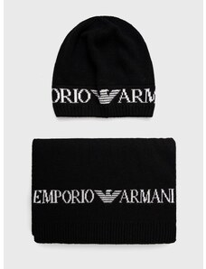 Kapa i šal s dodatkom vune Emporio Armani boja: crna