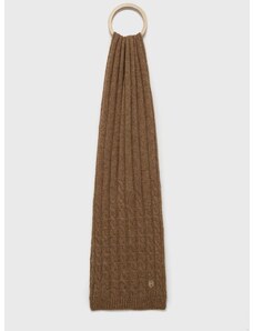 Kratki šal s primjesom vune Tommy Hilfiger boja: smeđa, jednobojni model