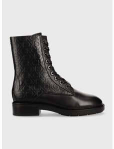 Gležnjače Calvin Klein Rubber Sole Combat Boot za žene, boja: crna, ravna potpetica
