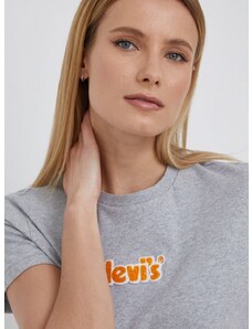 Pamučna majica Levi's boja: siva