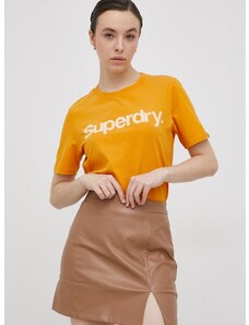 Pamučna majica Superdry boja: narančasta