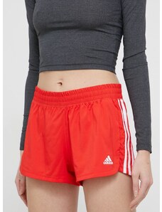 Sportske kratke hlače adidas Performance za žene, boja: crvena, glatke, visoki struk