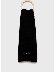 Kratki šal s primjesom vune Calvin Klein boja: crna