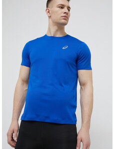 Majica kratkih rukava za trčanje Asics boja plava, glatki