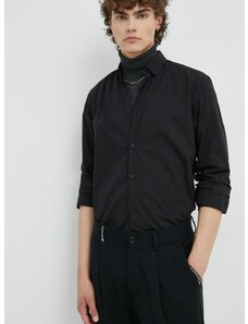 Košulja Bruuns Bazaar za muškarce, boja: crna, regular, o button-down ovratnikom