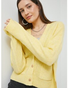 Kardigan s primjesom vune Abercrombie & Fitch za žene, boja: žuta, lagani