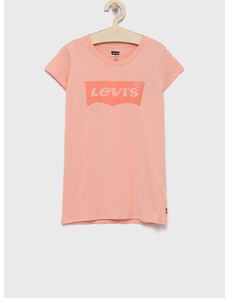 Dječja pamučna majica kratkih rukava Levi's boja: ružičasta