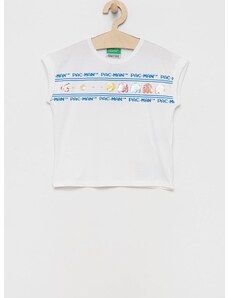 Dječja pamučna majica kratkih rukava United Colors of Benetton boja: bijela
