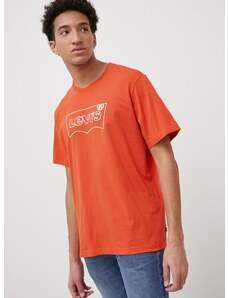 Pamučna majica Levi's boja: narančasta
