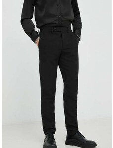 Hlače Bruuns Bazaar Karlsus Basic Pants za muškarce, boja: crna, uski kroj