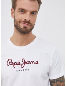Pamučna majica Pepe Jeans Eggo N boja: bijela