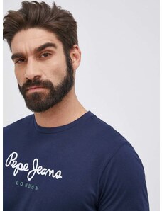 Pamučna majica Pepe Jeans Eggo boja: tamno plava