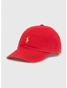 Pamučna kapa sa šiltom Polo Ralph Lauren boja: crvena, glatka