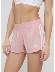 Kratke hlače za trening adidas Performance za žene, boja: ružičasta, s aplikacijom, srednje visoki struk
