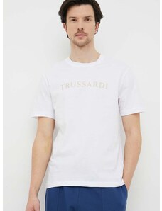 Pamučna majica Trussardi boja: bijela, s tiskom