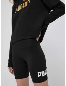 Kratke hlače Puma 84834701 za žene, boja: crna, s tiskom, srednje visoki struk