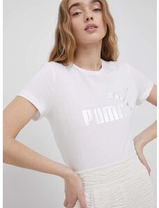 Pamučna majica Puma boja: bijela