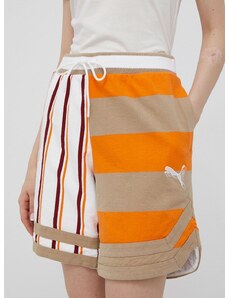 Kratke hlače Puma Title Nine za žene, boja: narančasta, s uzorkom, visoki struk