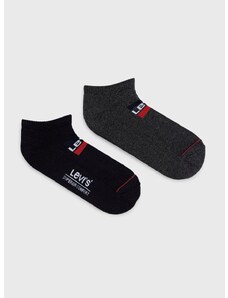Čarape Levi's (2-pack) za muškarce, boja: crna, 37157.0766-midgreybla
