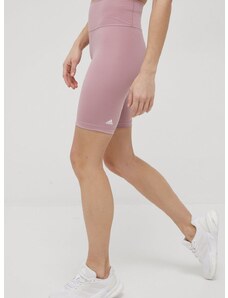 Kratke hlače za trening adidas Performance Optime za žene, boja: ružičasta, glatke, visoki struk