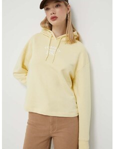 Dukserica Tommy Jeans za žene, boja: žuta, s kapuljačom, s tiskom