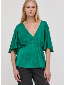 Bluza s dodatkom svile Notes du Nord za žene, boja: zelena, glatka