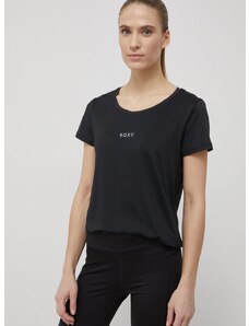 Majica kratkih rukava Roxy za žene, boja: crna