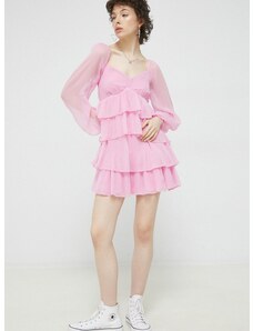 Haljina Abercrombie & Fitch boja: ružičasta, mini, širi se prema dolje