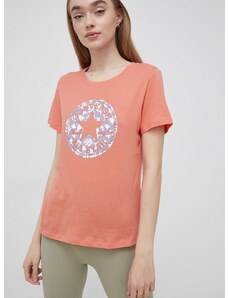 Pamučna majica Converse boja: narančasta